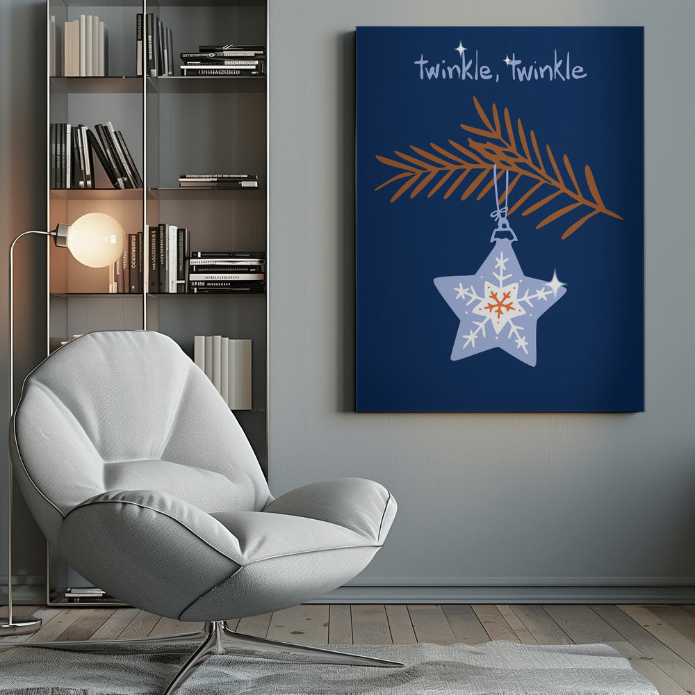 Wall art Cheerful twinkle Christmas star blue