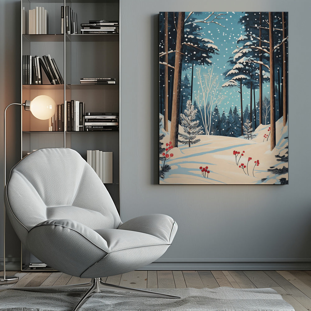 Wall art Christmas Snowy forest