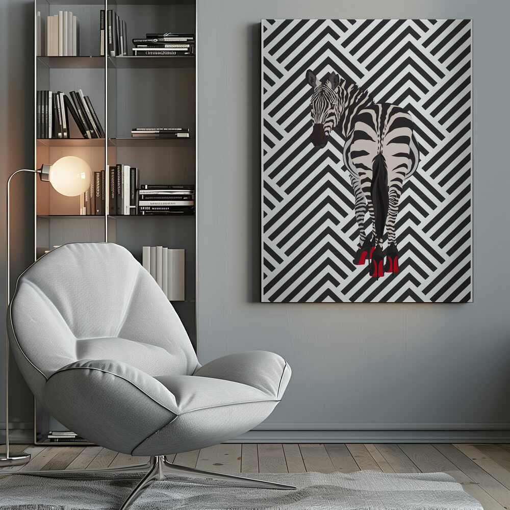 Wall art Zebra heels retro