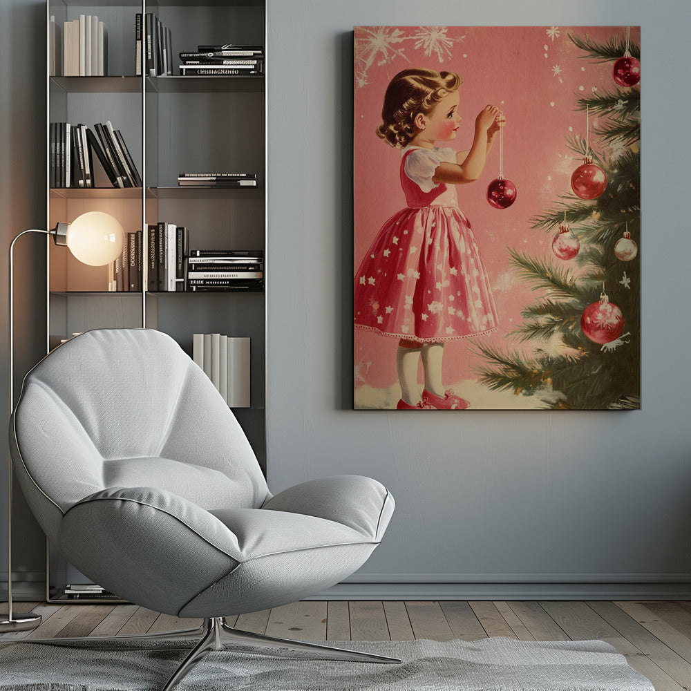 Wall art Girl With Baubles Canvas Print