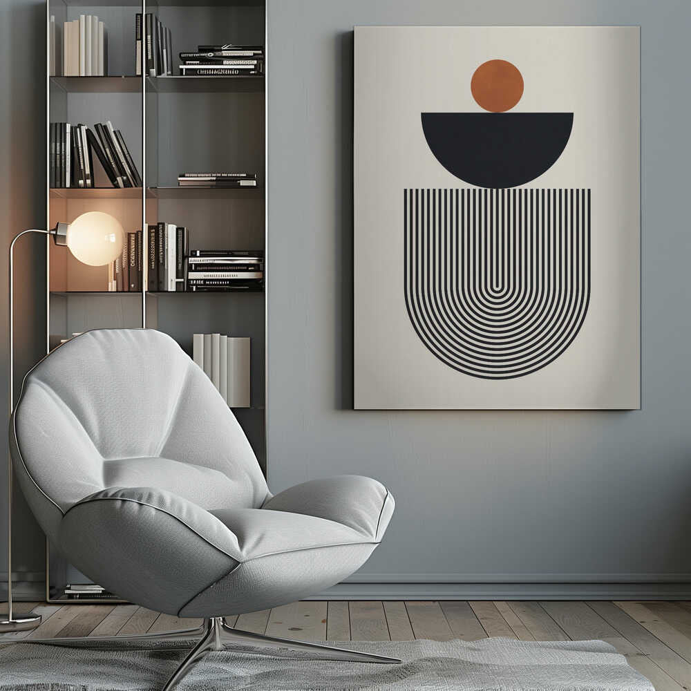 Wall art Geometric Shapes with a Black Semicircle