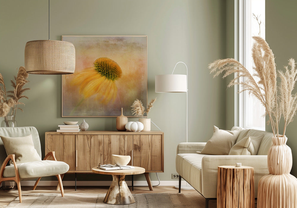 Wall art Echinacea in Yellow