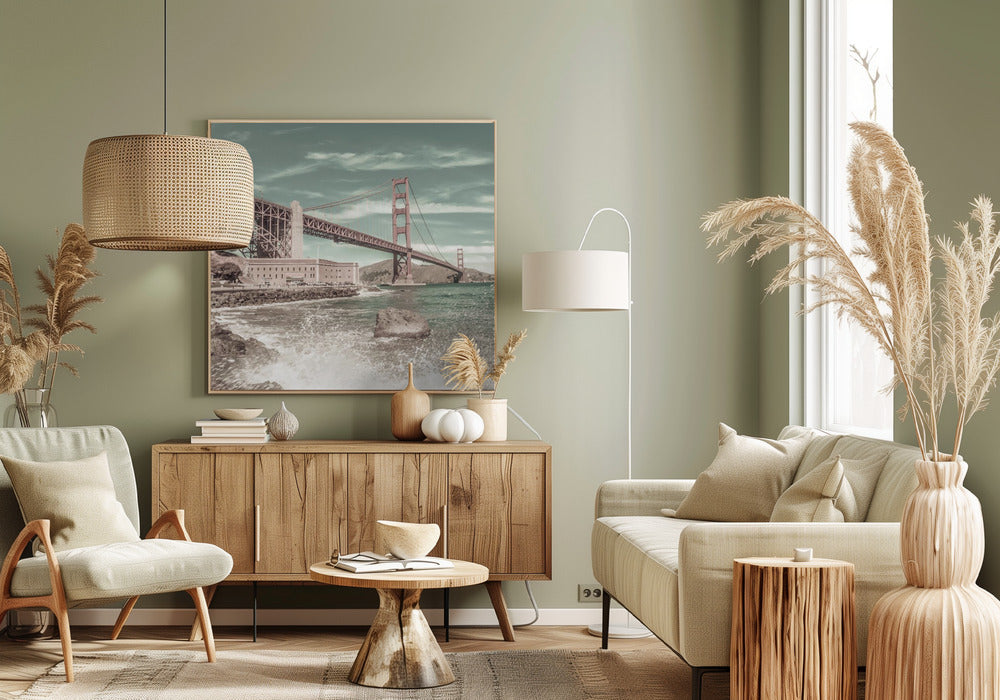 Wall art GOLDEN GATE BRIDGE Coastline Impression | urban vintage style