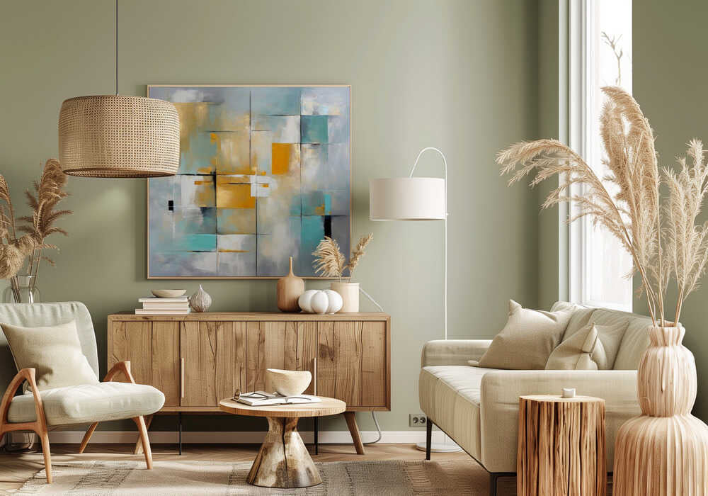Wall art Golden Grids Abstract