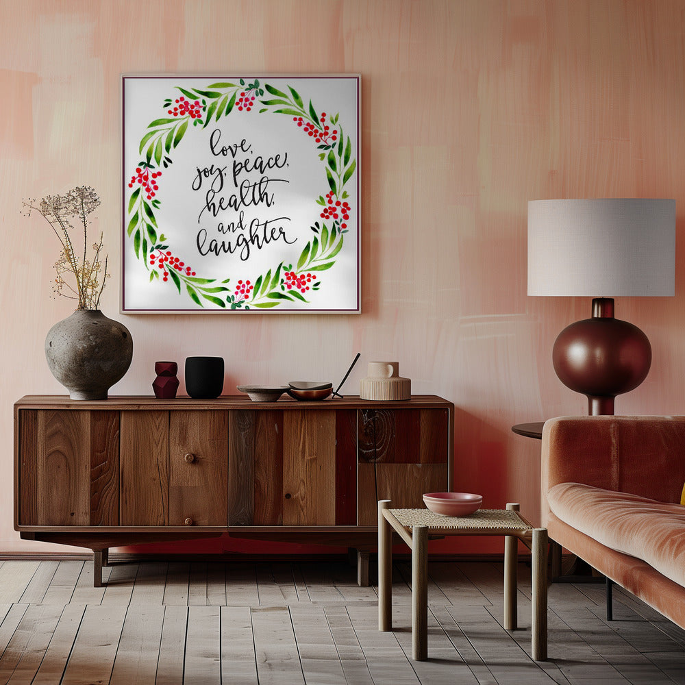 Wall art Watercolor wreath with holiday wishes