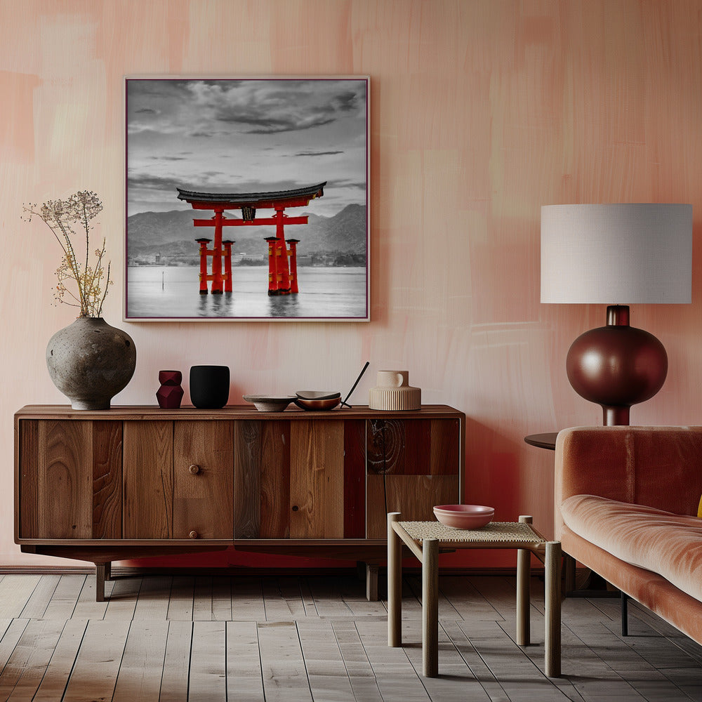 Landscape Photography Canvas Print-wall-art-torii-of-itsukushima-shrine-on-miyajima-colorkey-