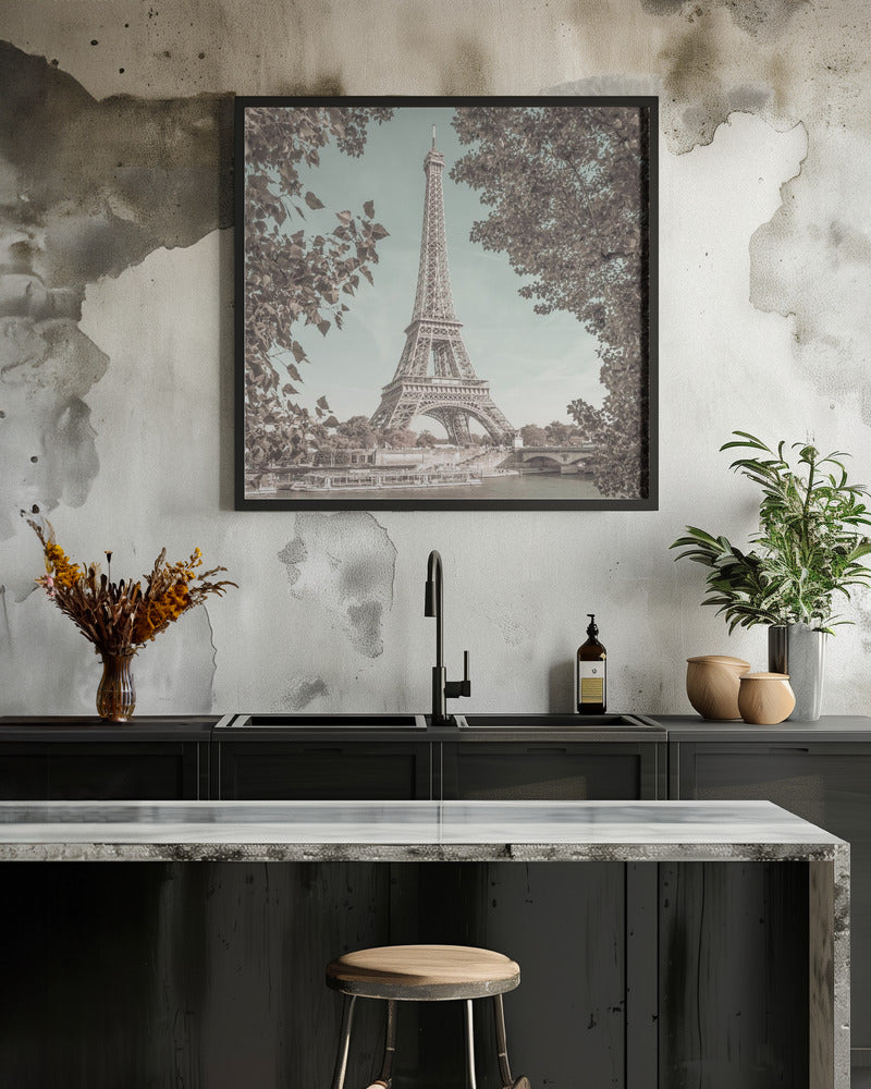 Landscape Photography Canvas Print-wall-art-paris-eiffel-tower-amp-river-seine-urban-vintage-style-