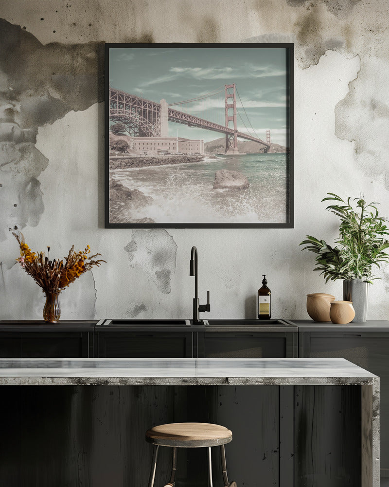 Wall art GOLDEN GATE BRIDGE Coastline Impression | urban vintage style