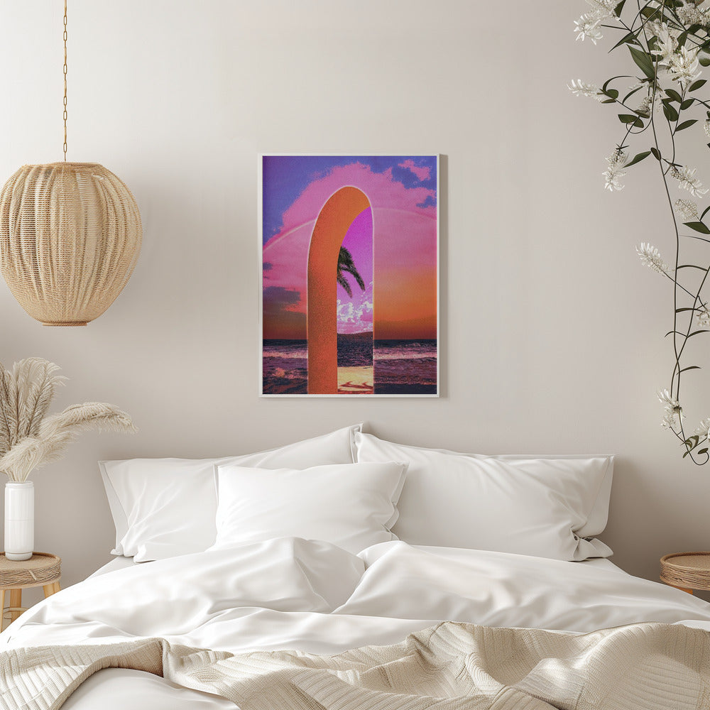 Wall art Portal Vaporwave 36X48inch In Black Floating Frame