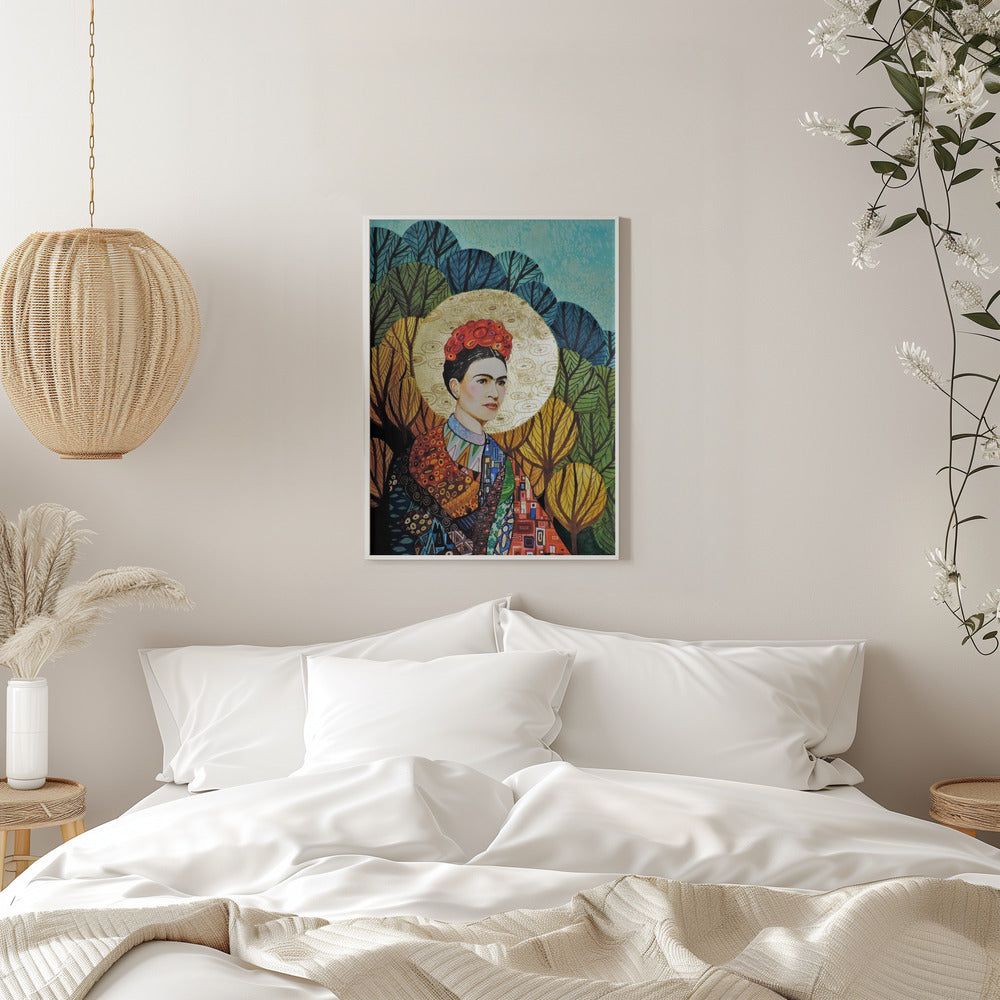 Wall art Frida Loves Klimt 36X48inch In Black Floating Frame