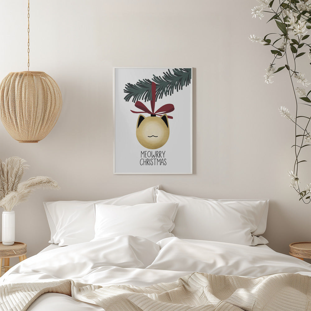 Wall art Meowrry Christmas bauble (gold, white)