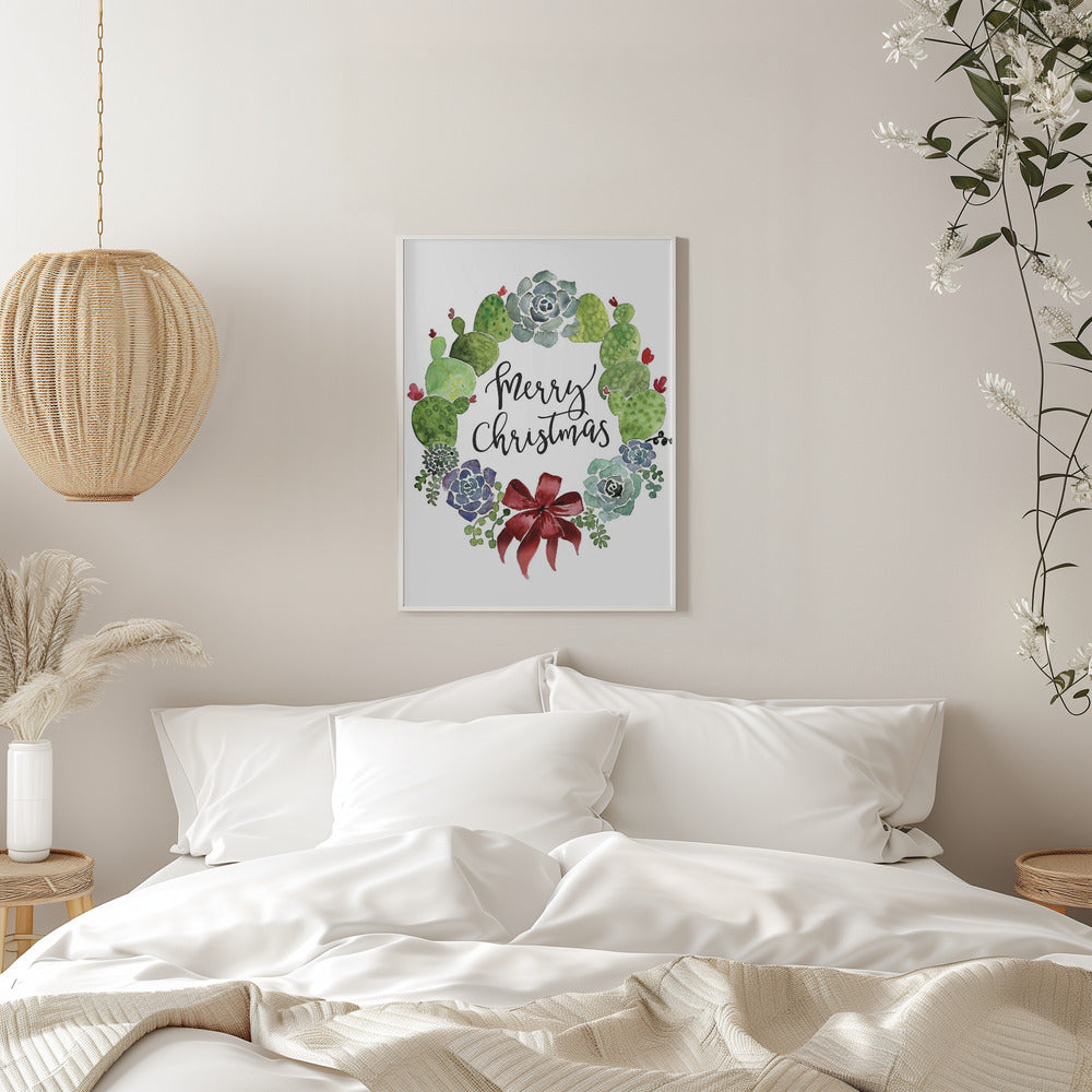 Wall art Cacti and succulent merry Christmas wreath