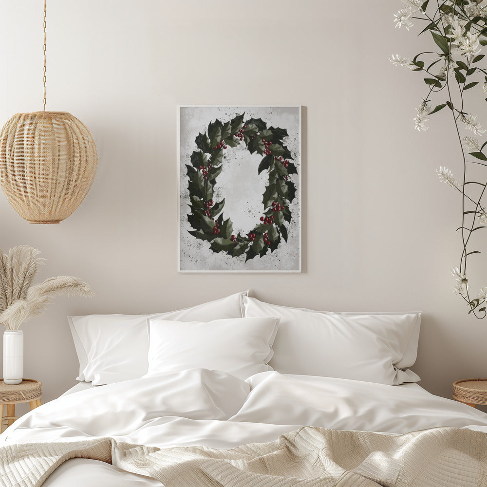 Wall art Splatters holly wreath