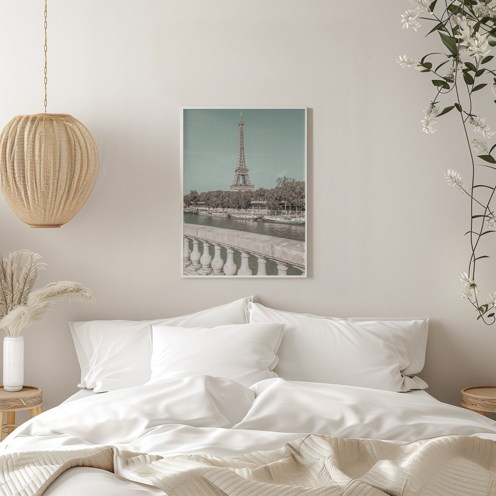 Wall art PARIS Eiffel Tower & River Seine | urban vintage style