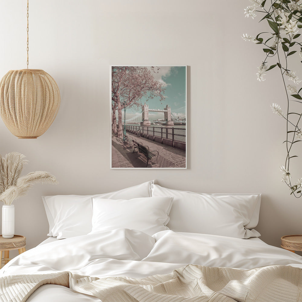 Landscape Photography Canvas Print-wall-art-london-thames-riverside-amp-tower-bridge-urban-vintage-style-