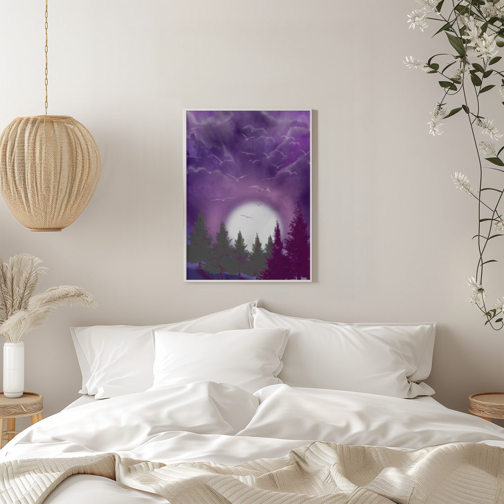 Wall art MOON IN PURPLE SKY Canvas Print