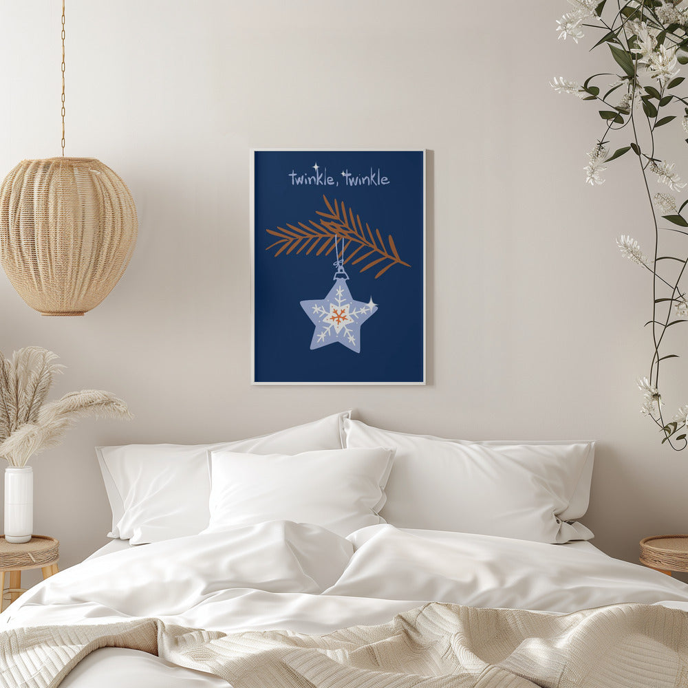 Wall art Cheerful twinkle Christmas star blue