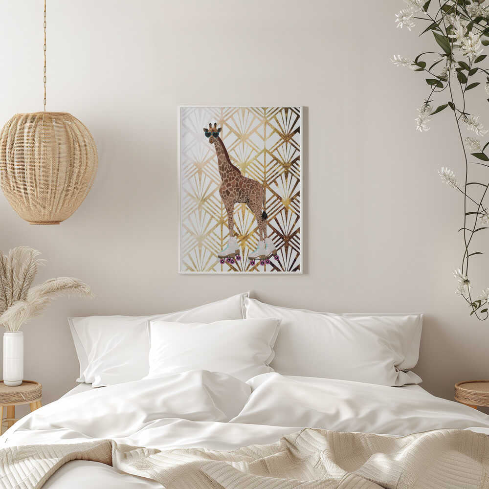 Wall art Giraffe Rollerskates Art Deco