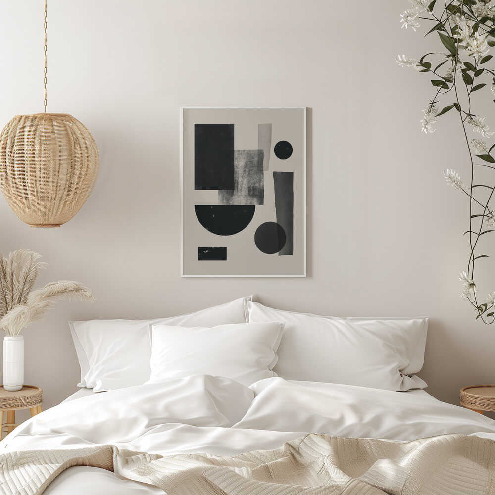 Wall art Black geometry collage