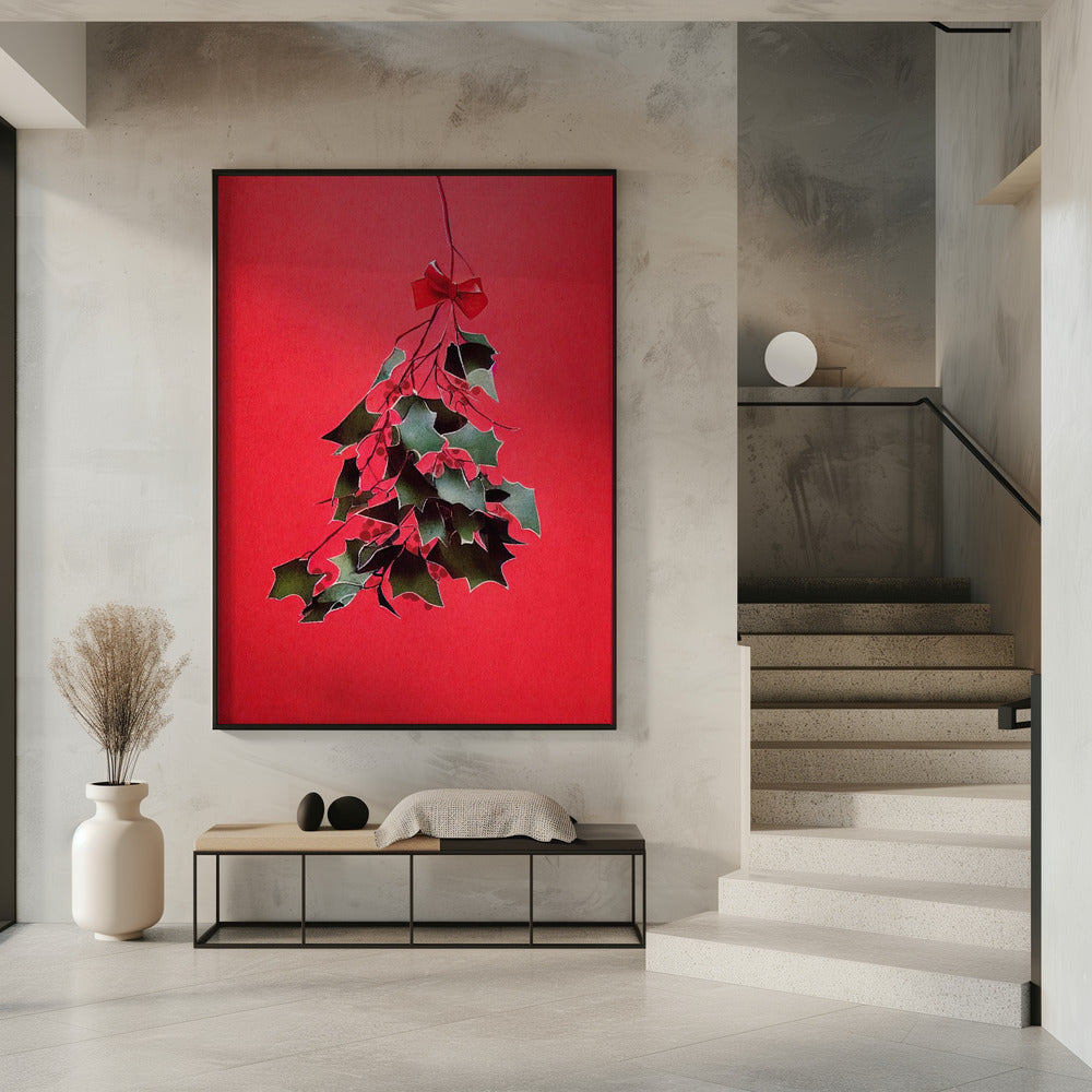 Wall art Mistletoe With Red Bow