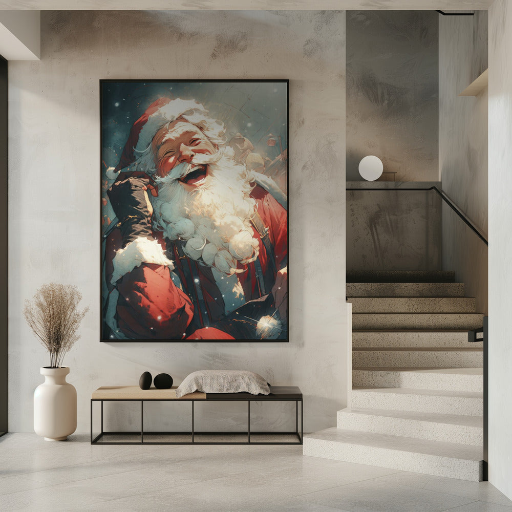 Wall art Laughing Santa-Christmas Decor