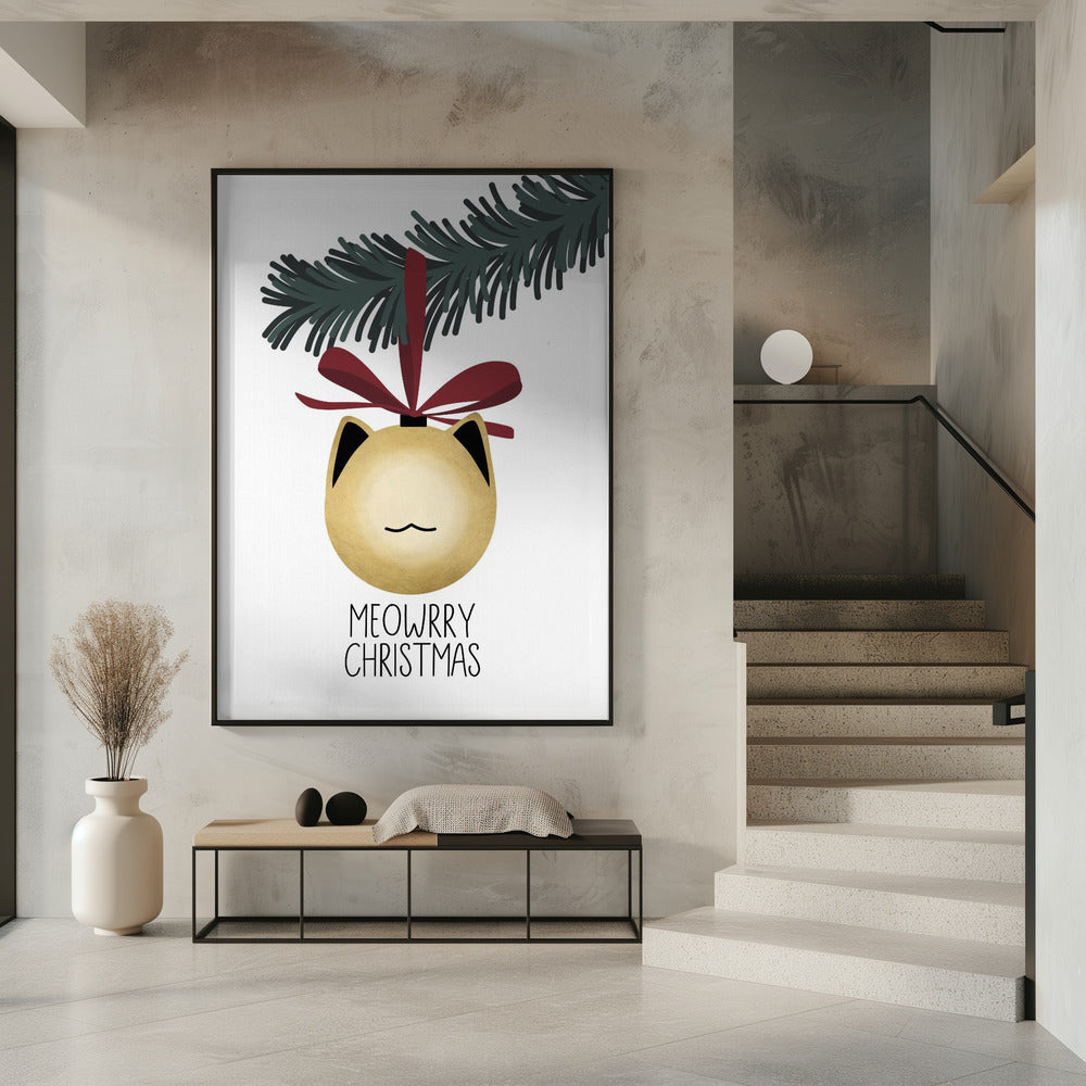 Wall art Meowrry Christmas bauble (gold, white)