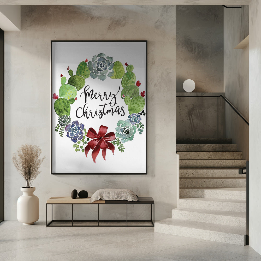 Wall art Cacti and succulent merry Christmas wreath