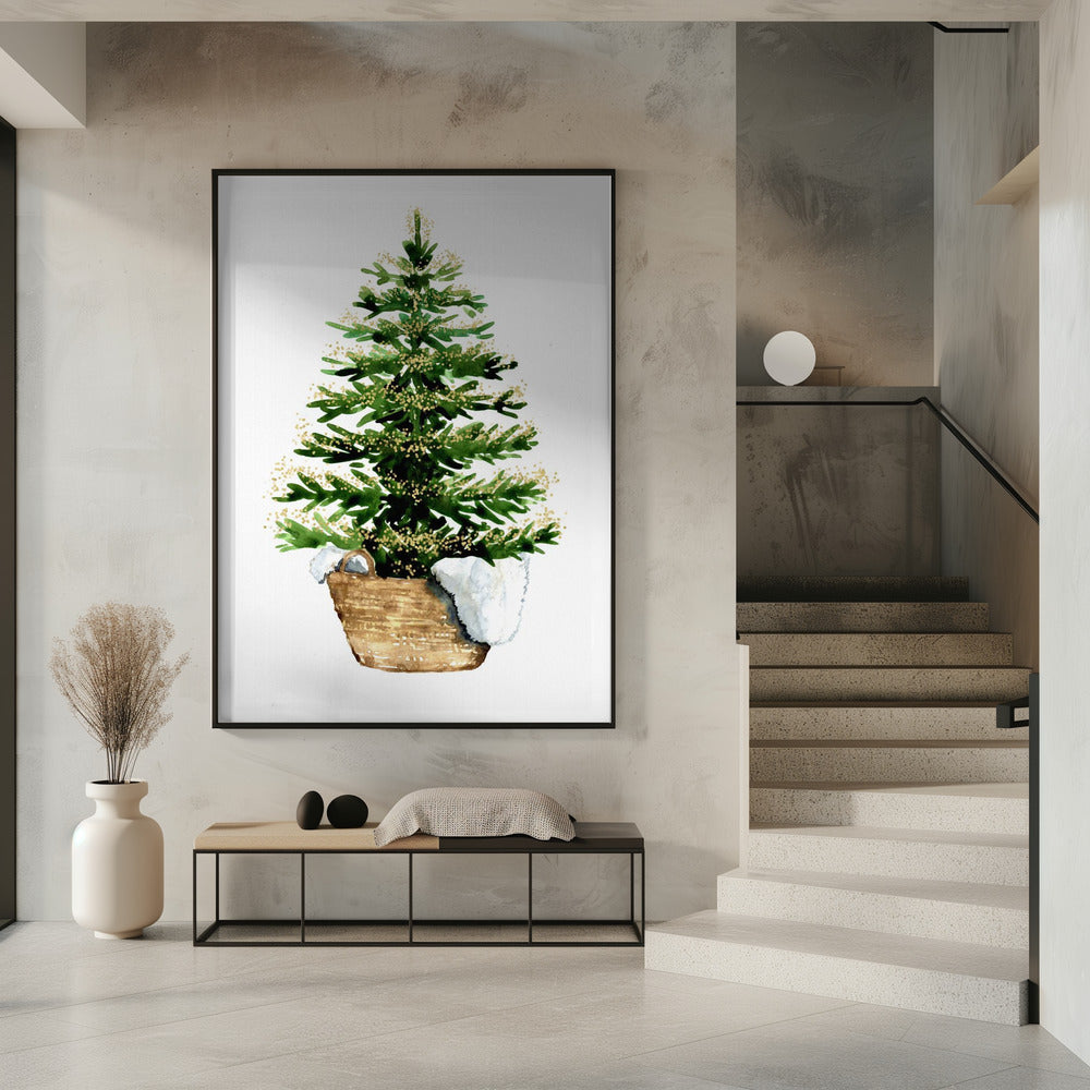 Wall art Cozy watercolor Christmas tree (2)