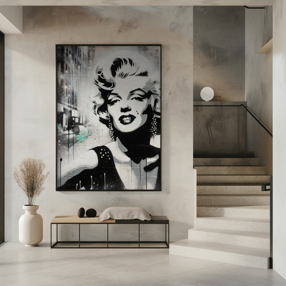 Wall art Marilyn Monroe 36X48inch In White Floating Frame