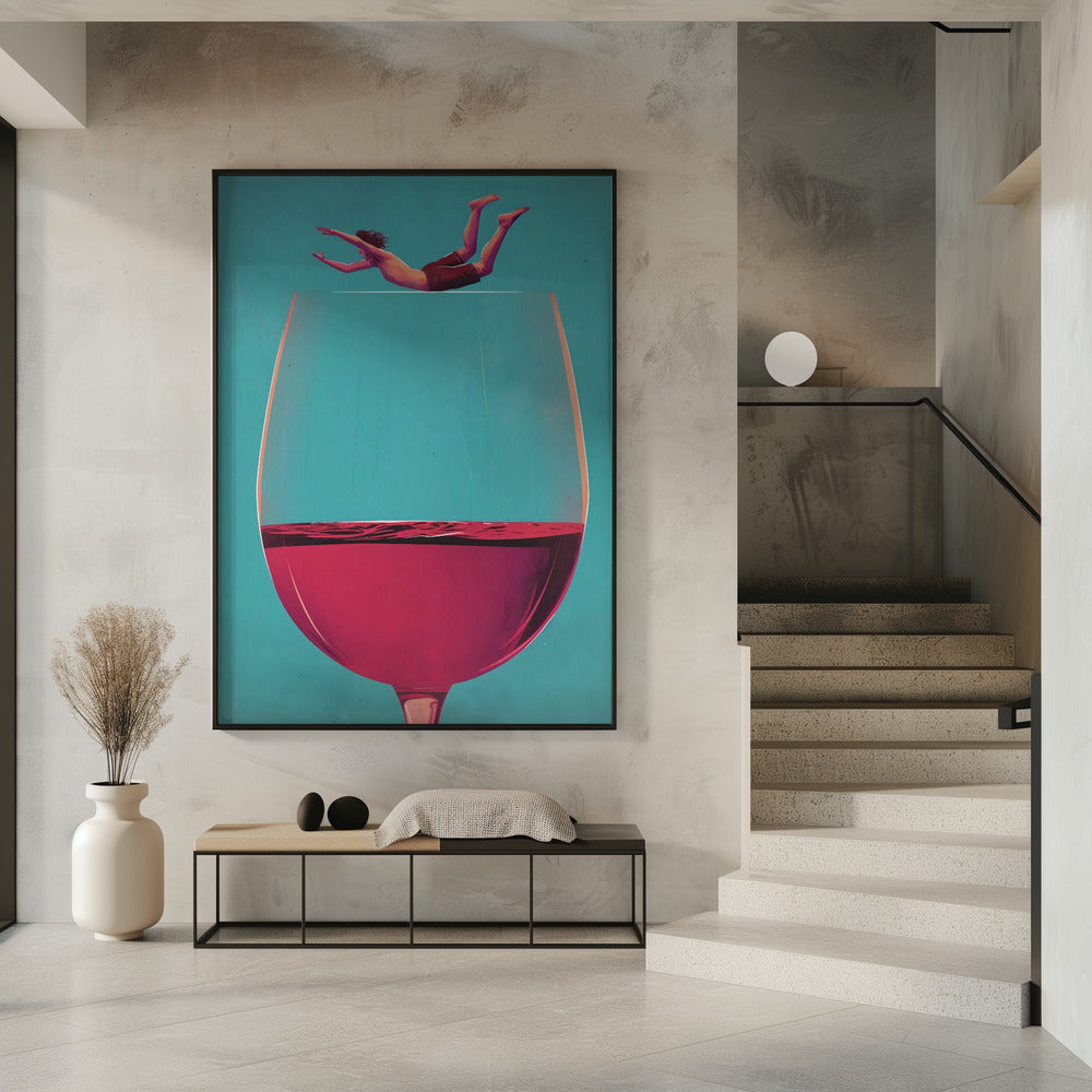 Wall art Wine Dive 36X48inch In White Floating Frame