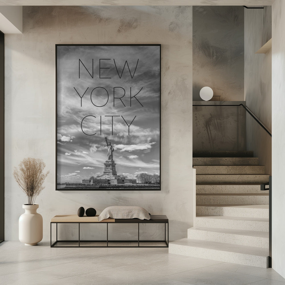 Landscape Photography Canvas Print-wall-art-nyc-statue-of-liberty-text-amp-skyline-