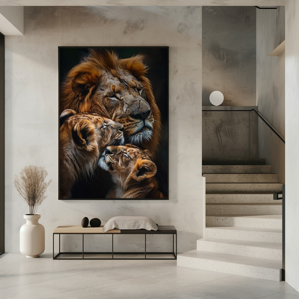 Wall Art Felines Nature-Inspired Canvas Print-wall-art-poster-lion-family-2-