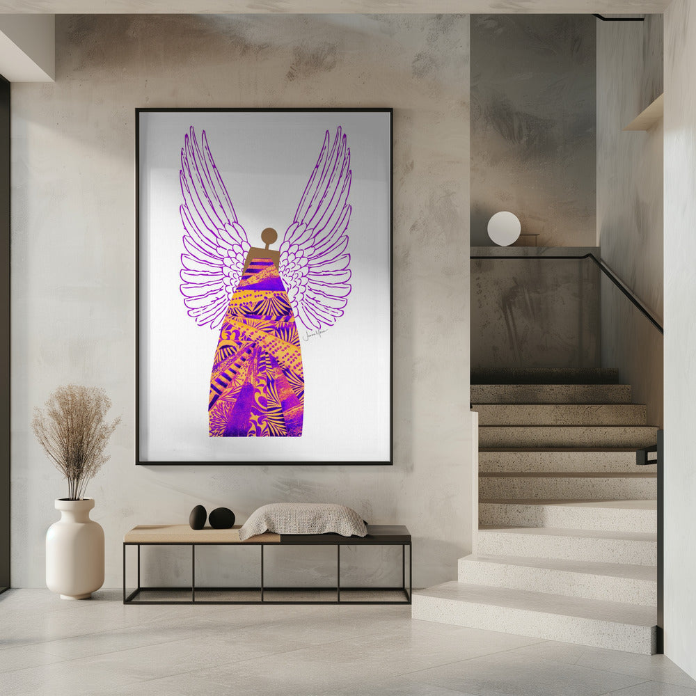 Wall art Angel in Purple &amp; Orange