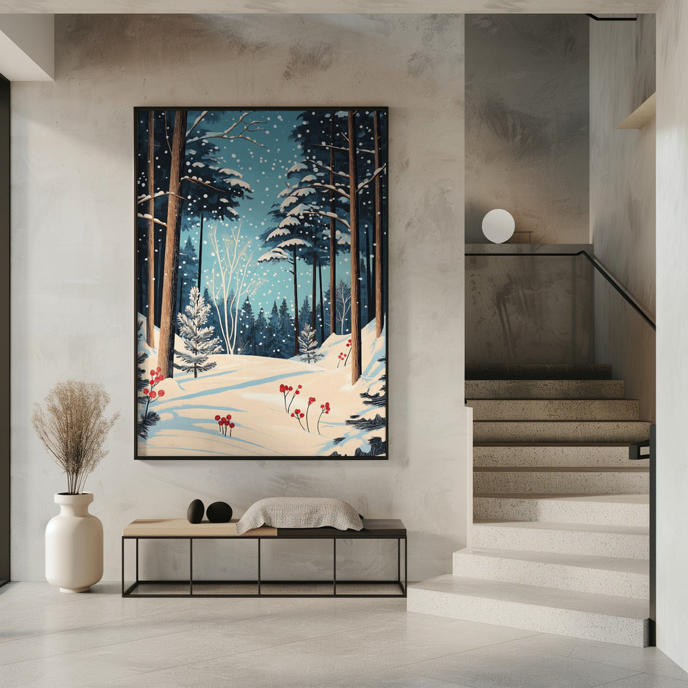 Wall art Christmas Snowy forest Canvas Print