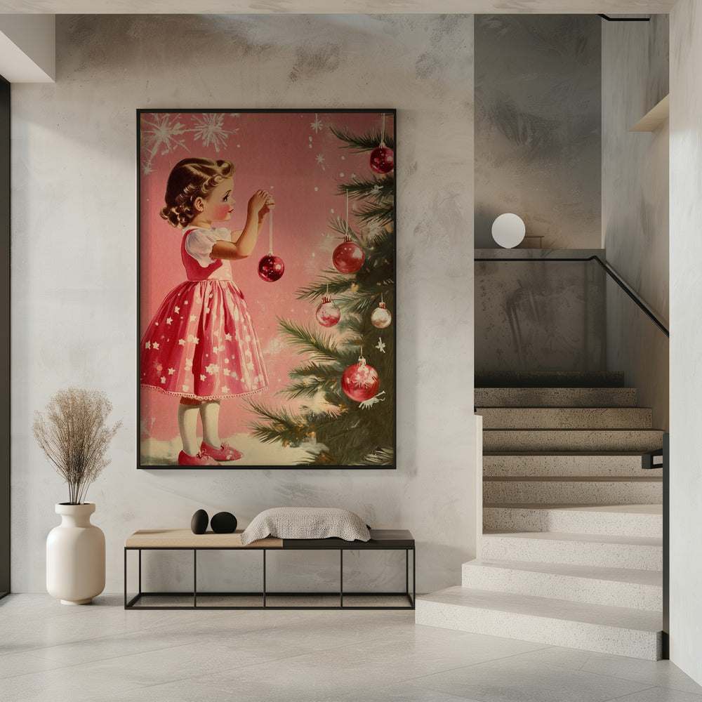 Wall art Girl With Baubles Canvas Print