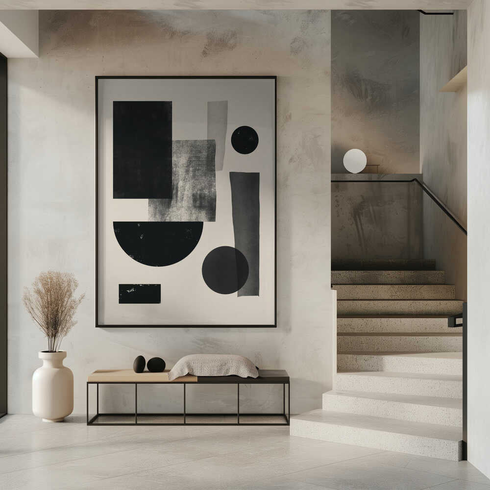 Wall art Black geometry collage