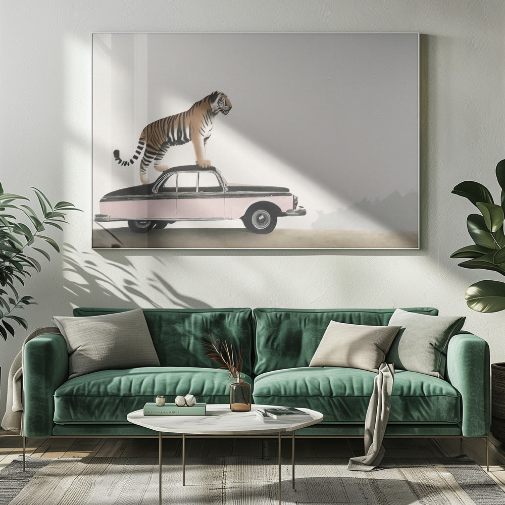 Wall Art Felines Nature-Inspired Canvas Print-wall-art-tiger-om-a-car-roof-inches