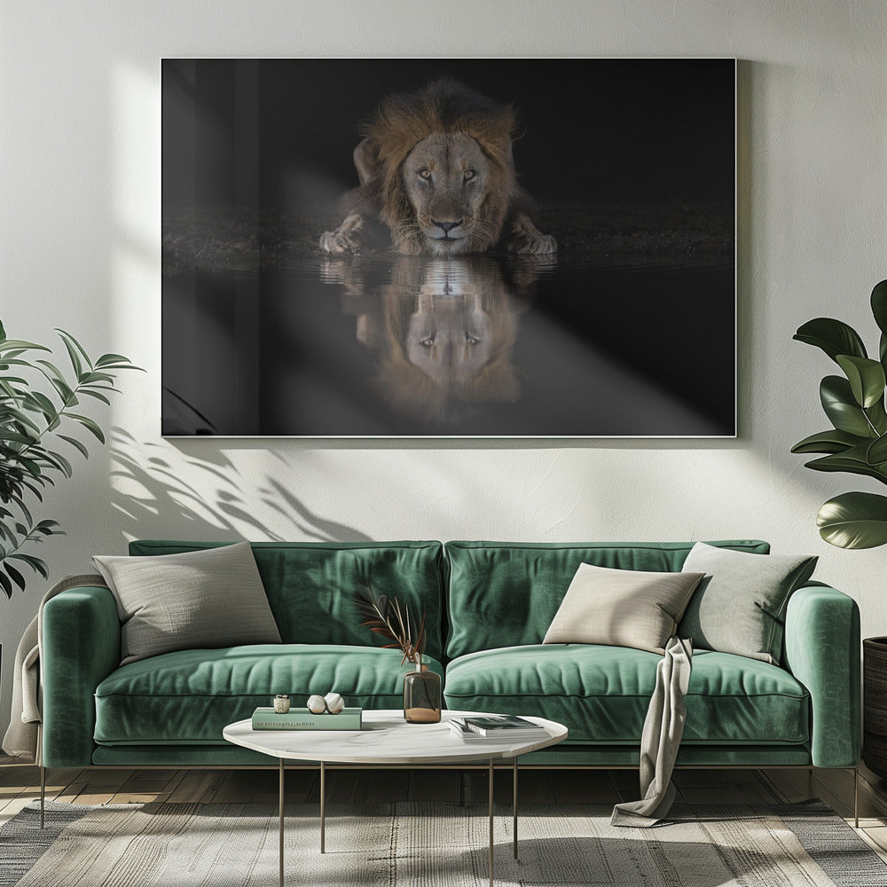 Wall Art Felines Nature-Inspired Canvas Print-wall-art-a-lion-at-the-night-