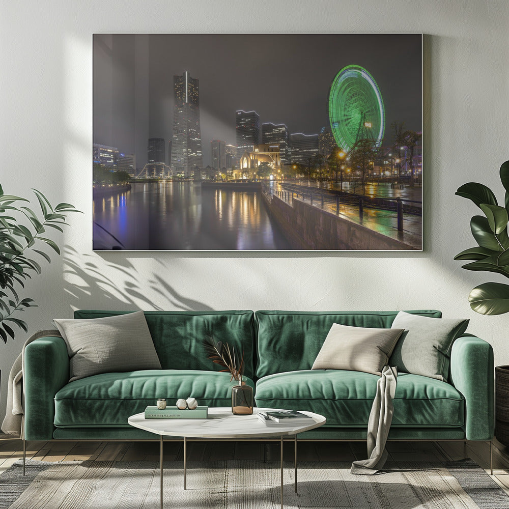 Landscape Photography Canvas Print-wall-art-dazzling-yokohama-skyline-at-night-