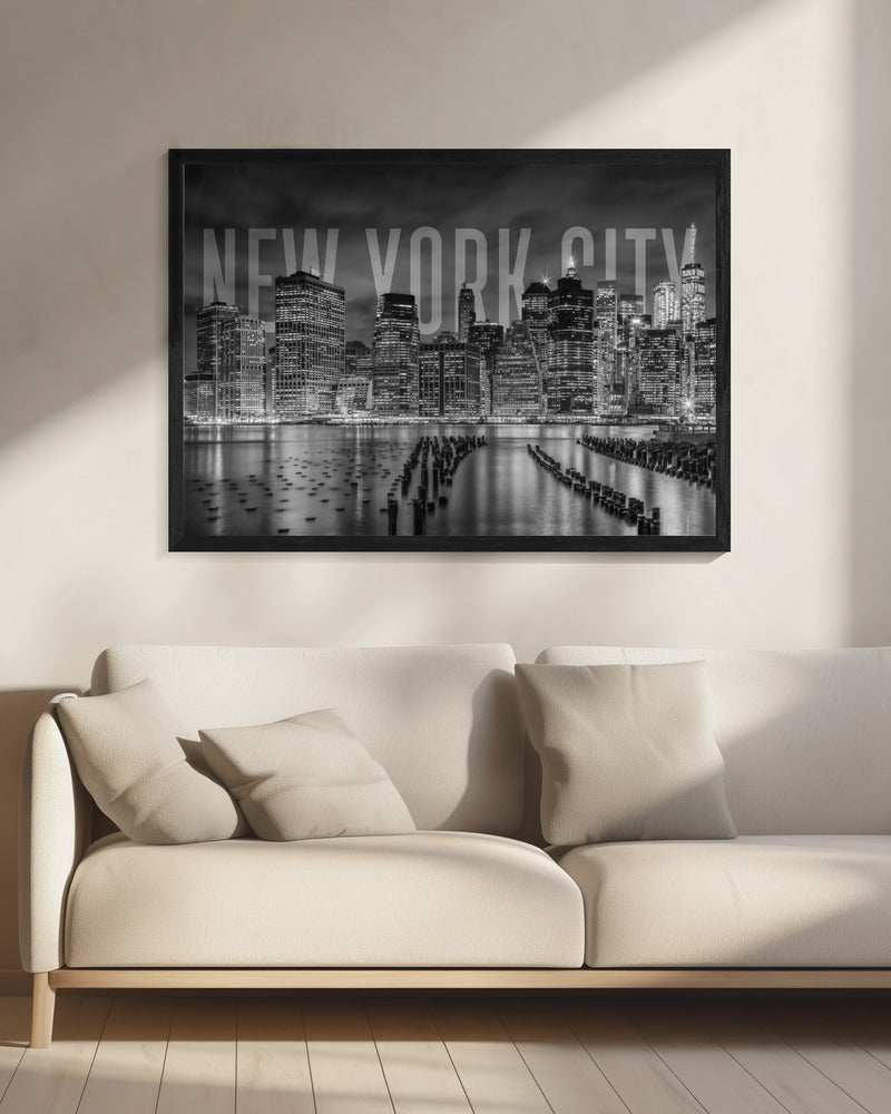 Landscape Photography Canvas Print-wall-art-new-york-city-skyline-monochrome-