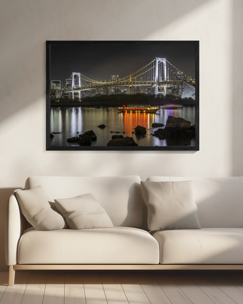 Landscape Photography Canvas Print-wall-art-gorgeous-rainbow-bridge-with-tokyo-skyline-in-the-evening-