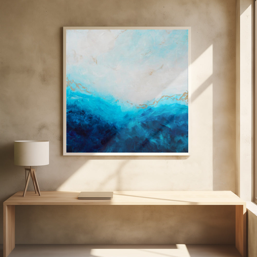 Wall art Blue Sea, golden Sunlight 1 Abstract