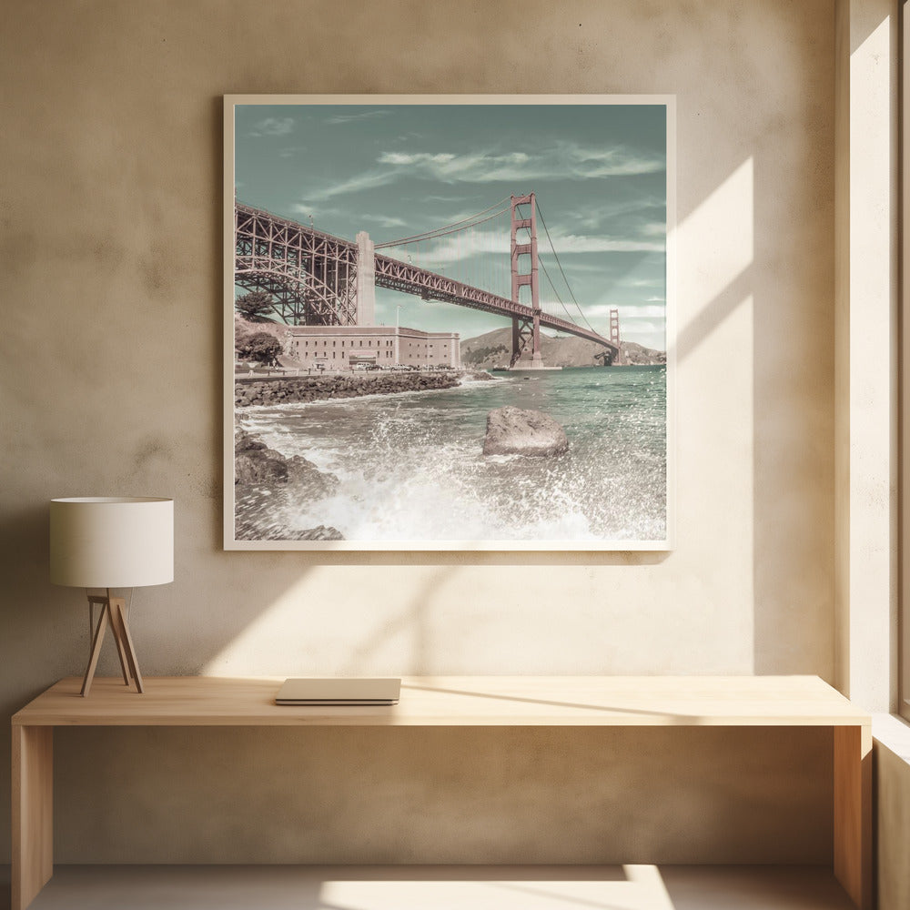 Wall art GOLDEN GATE BRIDGE Coastline Impression | urban vintage style