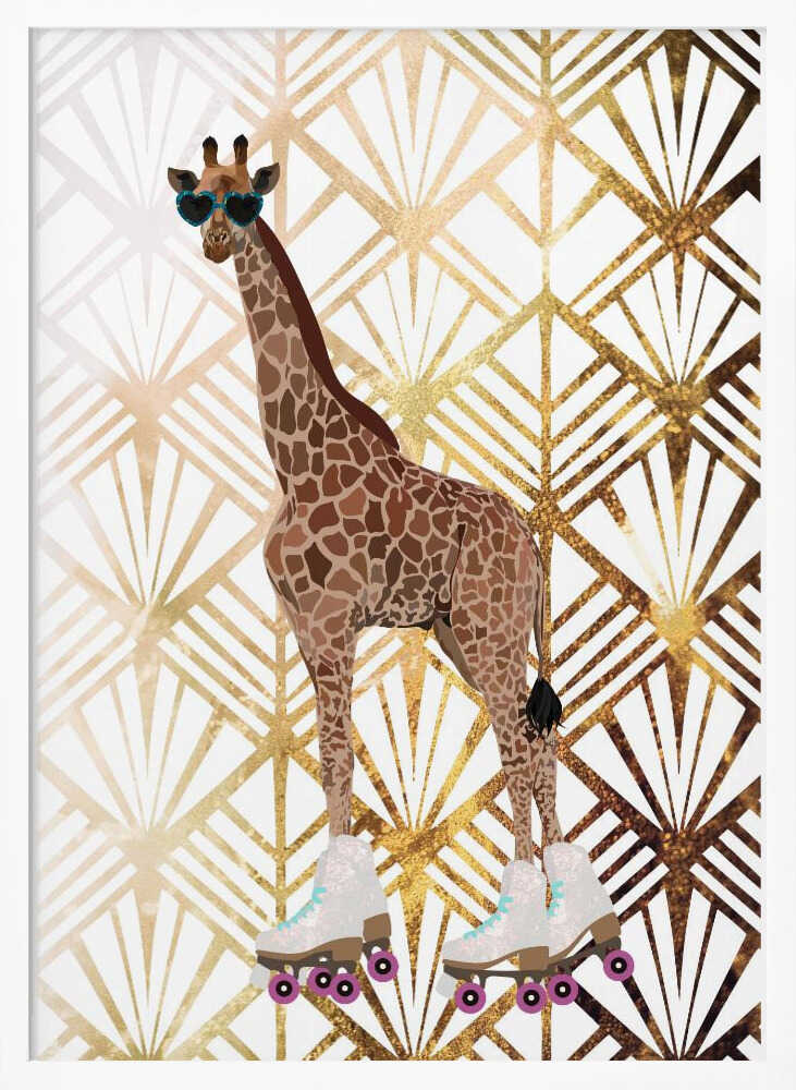 Wall art Giraffe Rollerskates Art Deco