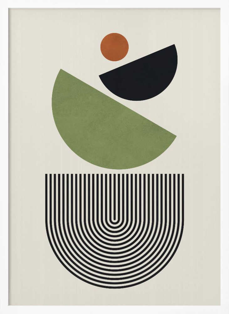 Wall art Geometric Shapes in Green Black and Orange