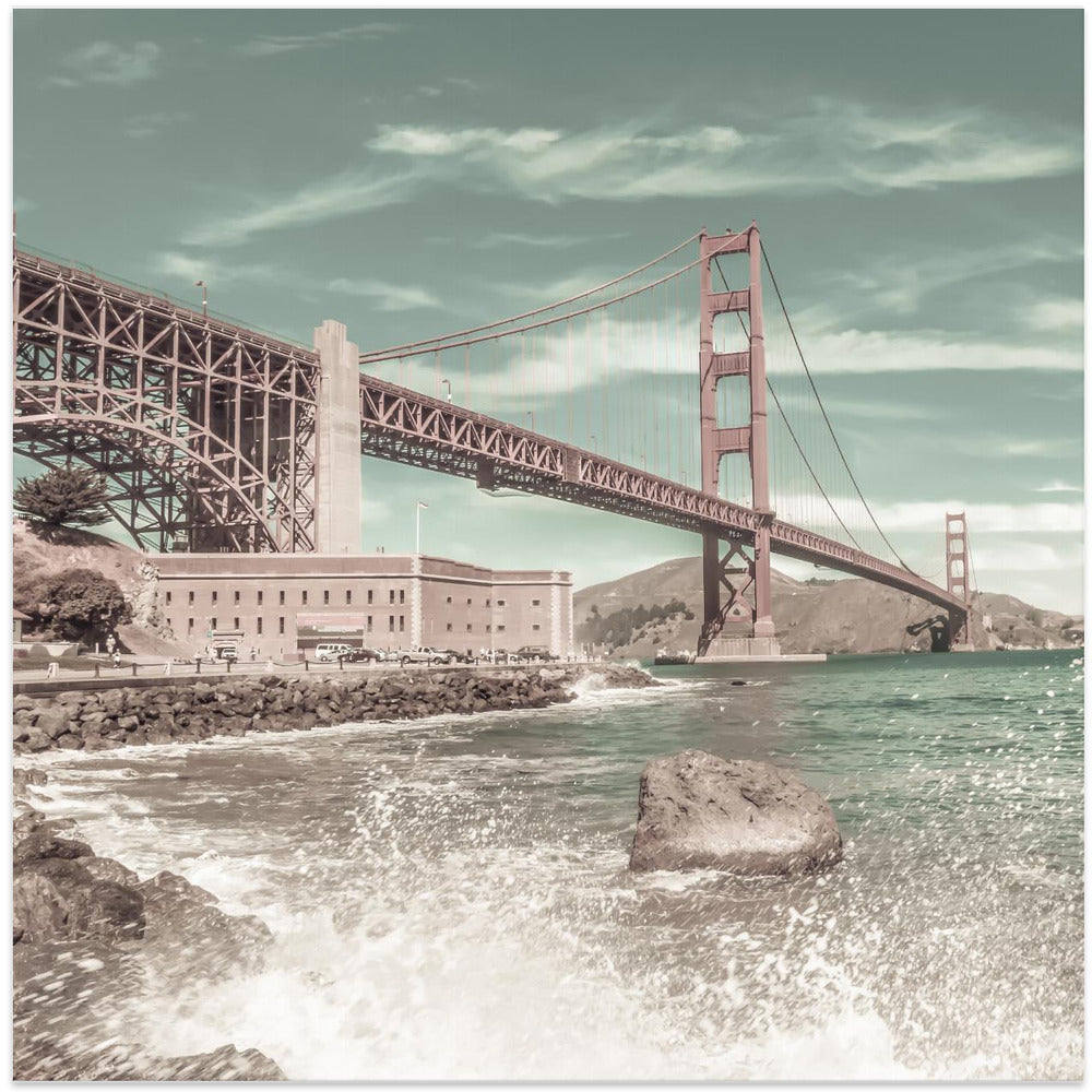 Wall art GOLDEN GATE BRIDGE Coastline Impression | urban vintage style