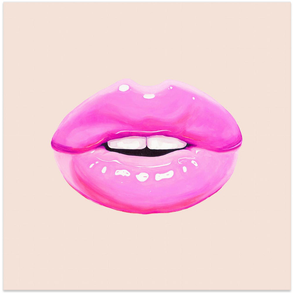 Wall art Pink Lips 24X24inch Gallery Wrapped (Ready to Hang)