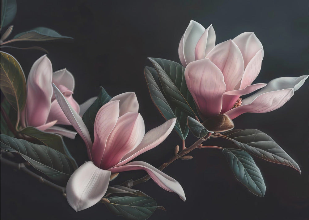 Wall art Lovely Magnolias 29 48X36inch In White Floating Frame