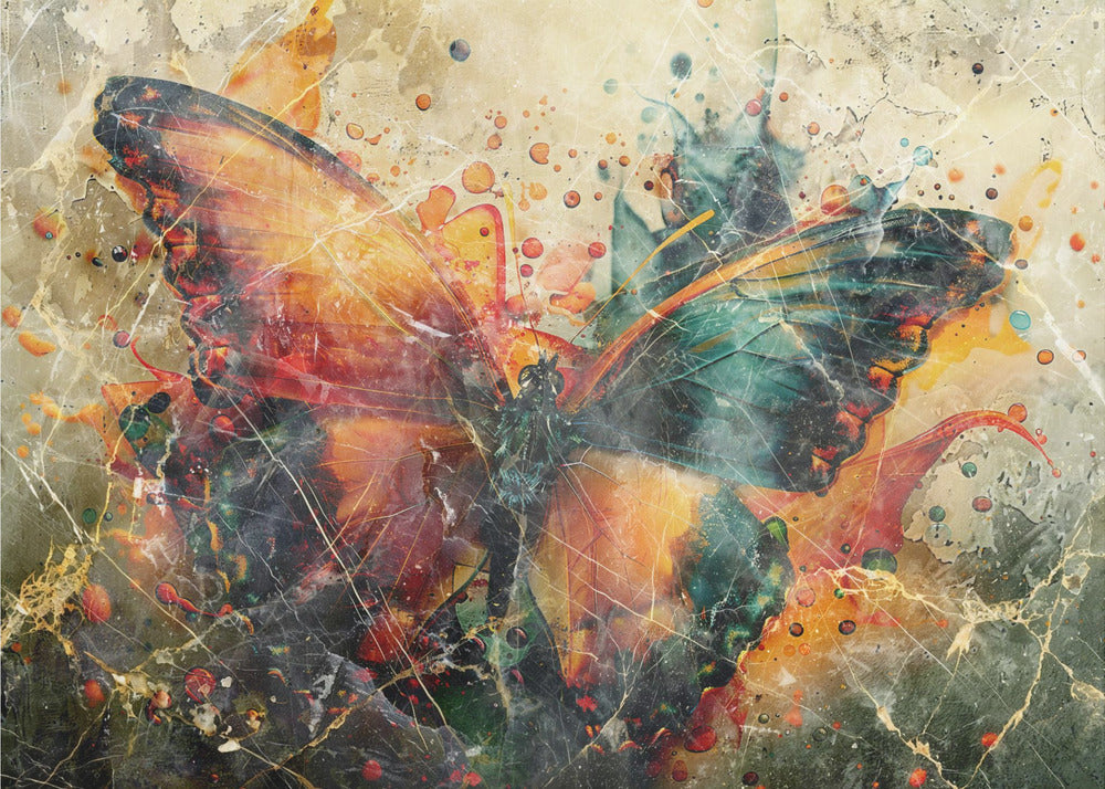 Abstract Art Canvas Print-wall-art-butterfly-animal-vintage-art-illustration-wallart-04-48X36