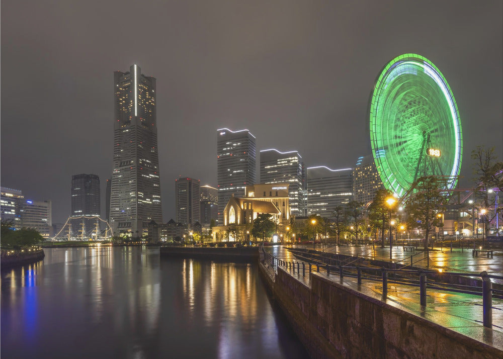 Landscape Photography Canvas Print-wall-art-dazzling-yokohama-skyline-at-night-48X36